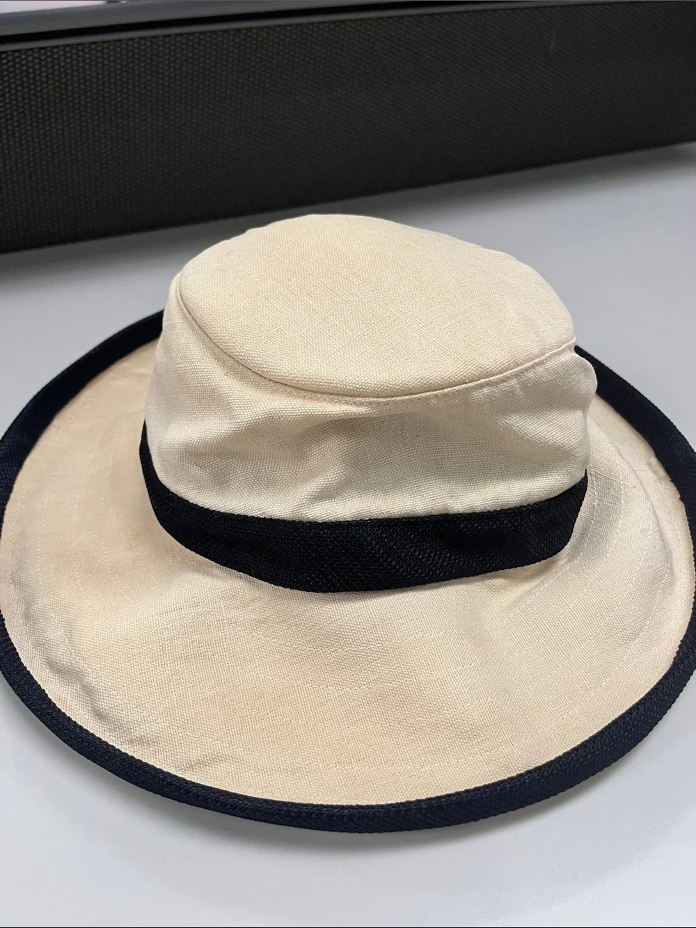Tilley Hemp Beige Wide-Brim Sun Hat with Black Trim Model TH4